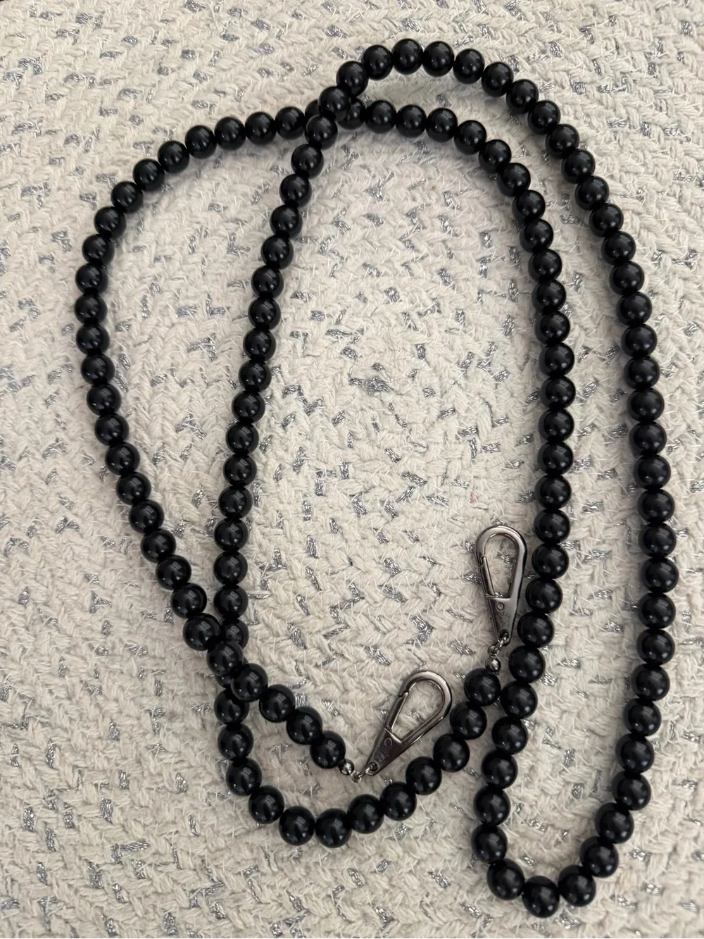 Velvet Caviar Black Beaded Lanyard with Metal Clips